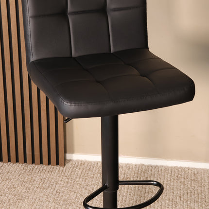 Barkruk Anel zwart kunstleder met zwart onderstel