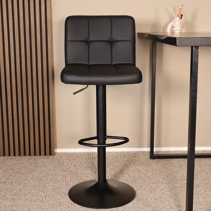 Barkruk Anel zwart kunstleder met zwart onderstel