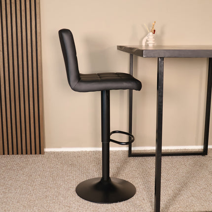 Barkruk Anel zwart kunstleder met zwart onderstel