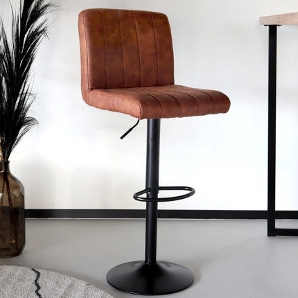 Barkruk Anel cognac microvezel met zwart onderstel