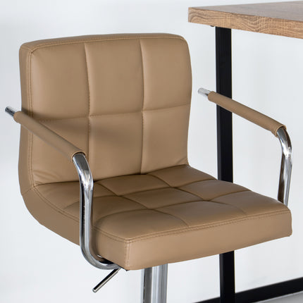 SET DEAL 2 stuks: Barkruk Anel met armleuning lichtbruin kunstleder