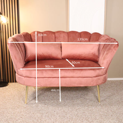 Zitbank oud roze velvet 135cm Belle