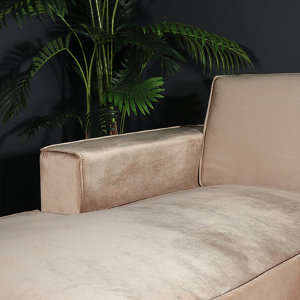 Hoekbank design Riley 270cm bank champagne velvet loungebank links