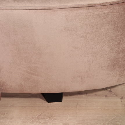 Hoekbank rond Lando 270cm bank met ronding taupe velvet bankstel rechts loungebank