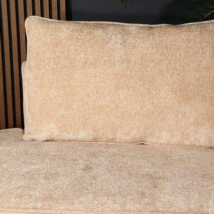 Hoekbank rond Lando 270cm bank met ronding beige chenille bankstel links loungebank