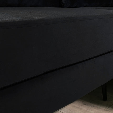 Hoekbank rond design Nox 250cm bank met ronding zwart velvet bankstel rechts loungebank