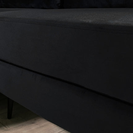 Hoekbank rond design Nox 250cm bank met ronding zwart velvet bankstel links loungebank