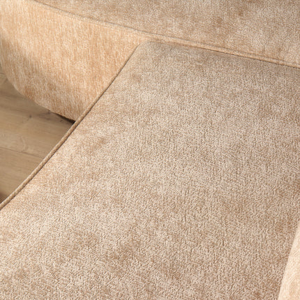 Hoekbank rond Lando 270cm bank met ronding beige chenille bankstel links loungebank