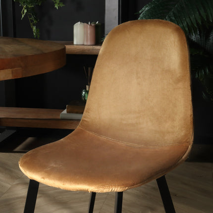 SET DEAL: 4 Eetkamerstoelen bruin velvet Simpy