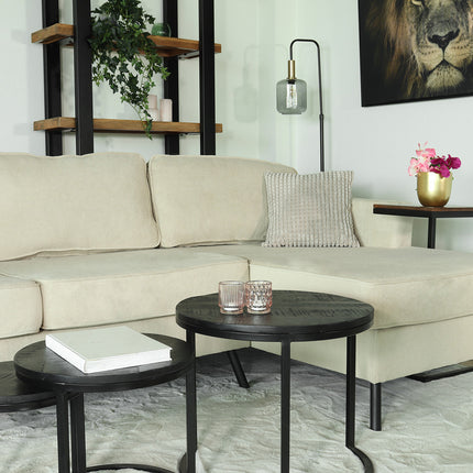 Hoekbank design Lizza 269cm bank beige velvet loungebank zowel links als rechts bankstel