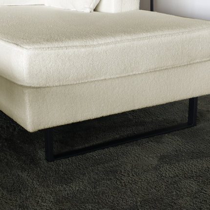 Hoekbank design Darsiono 280cm bank beige teddy loungebank zowel links als rechts bankstel