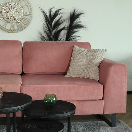 Hoekbank design Puckerto 290cm bank roze velvet hoek loungebank links bankstel