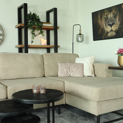 Hoekbank design Darsiono 280cm bank taupe velvet loungebank zowel links als rechts bankstel