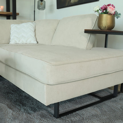 Hoekbank design Puckerto 290cm bank beige velvet hoek loungebank links bankstel