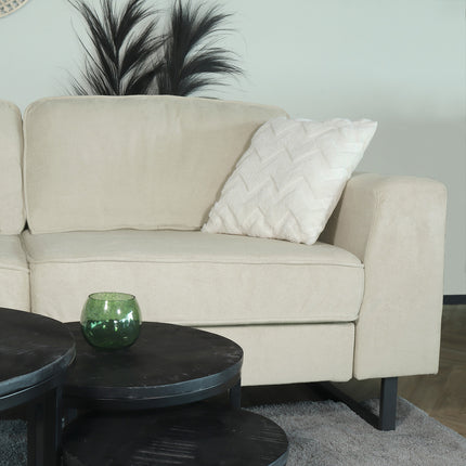 Hoekbank design Puckerto 290cm bank beige velvet hoek loungebank links bankstel