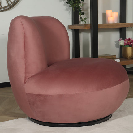 Draai fauteuil Lara velvet oud roze draaibare fauteuil