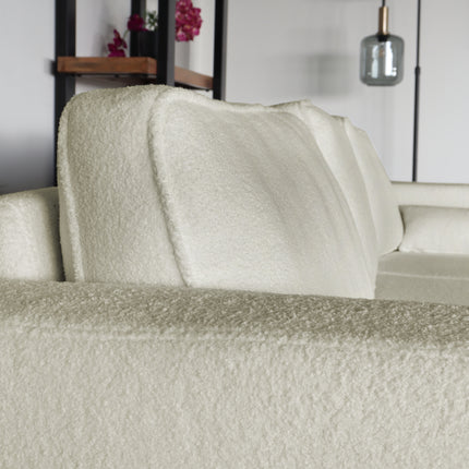 Hoekbank design Darsiono 280cm bank beige teddy loungebank zowel links als rechts bankstel