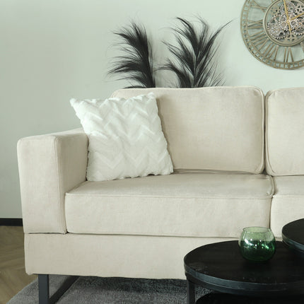 Hoekbank design Darsiono 280cm bank beige velvet loungebank zowel links als rechts bankstel