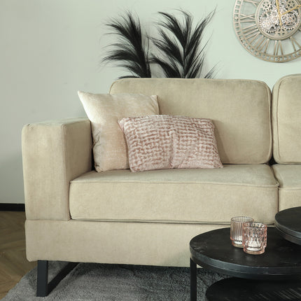 Hoekbank design Darsiono 280cm bank taupe velvet loungebank zowel links als rechts bankstel