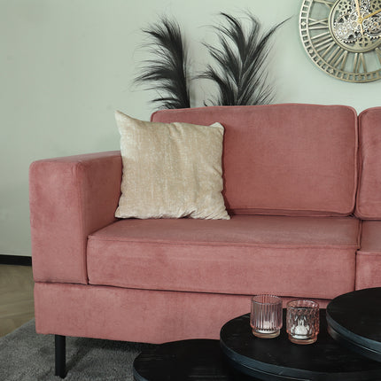 Hoekbank design Darsiono 280cm bank roze velvet loungebank zowel links als rechts bankstel