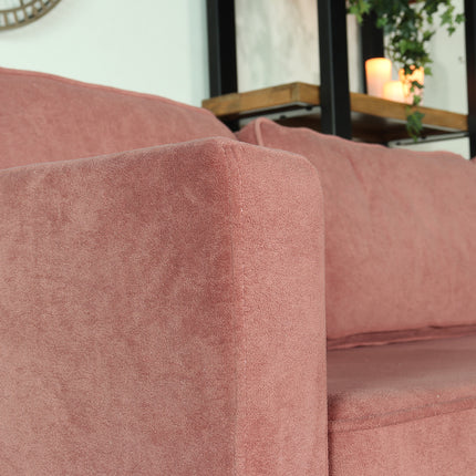 Hoekbank design Lizza 269cm bank roze velvet loungebank zowel links als rechts bankstel