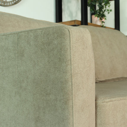 Hoekbank design Lizza 269cm bank taupe velvet loungebank zowel links als rechts bankstel