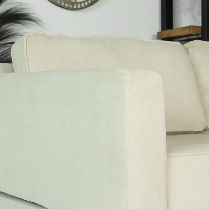 Hoekbank design Lizza 269cm bank beige velvet loungebank zowel links als rechts bankstel