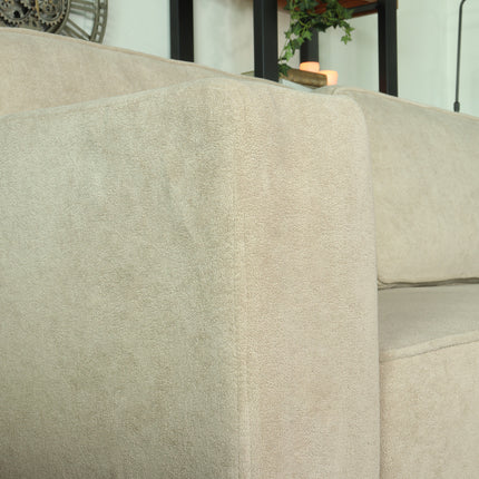 Hoekbank design Darsiono 280cm bank taupe velvet loungebank zowel links als rechts bankstel