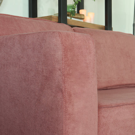 Hoekbank design Darsiono 280cm bank roze velvet loungebank zowel links als rechts bankstel