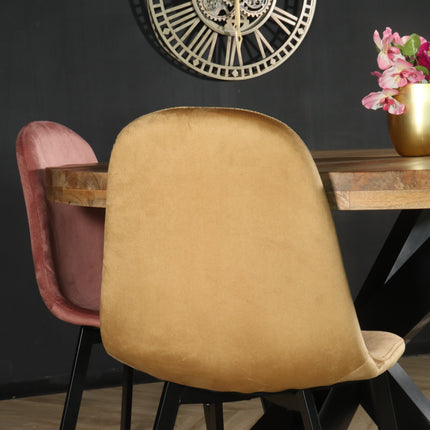 SET DEAL: 4 Eetkamerstoelen bruin velvet Simpy