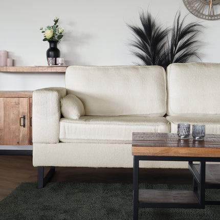 Hoekbank design Darsiono 280cm bank beige teddy loungebank zowel links als rechts bankstel