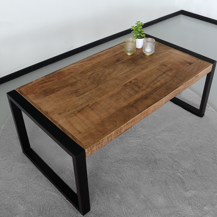 Salontafel industrieel mangohout Danique 110cm side table duurzaam massief hout mango bijzettafel