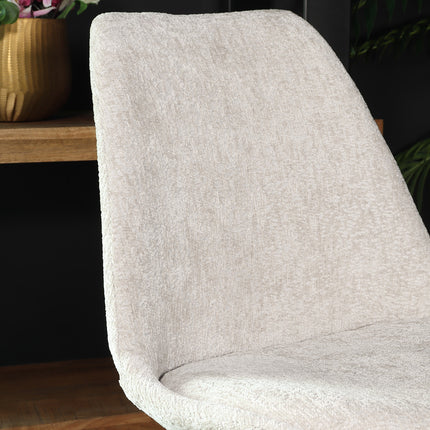 Eetkamerstoel Viga beige chenille eetstoel