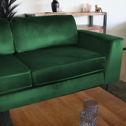 Hoekbank design Puckerto 290cm bank velvet donkergroen hoek loungebank links bankstel