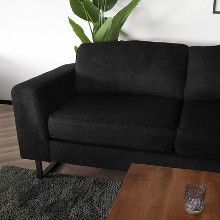 Hoekbank design Puckerto 290cm bank teddy zwart hoek loungebank rechts bankstel