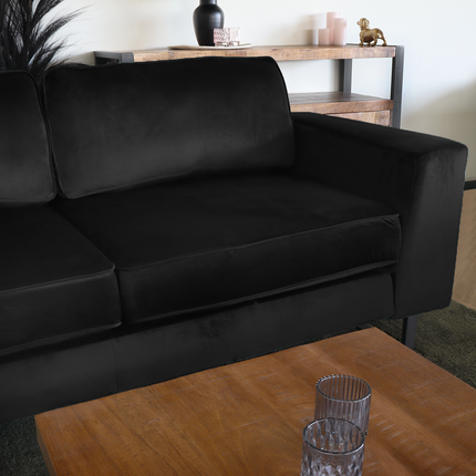 Hoekbank Puckerto zwart velvet 290cm links