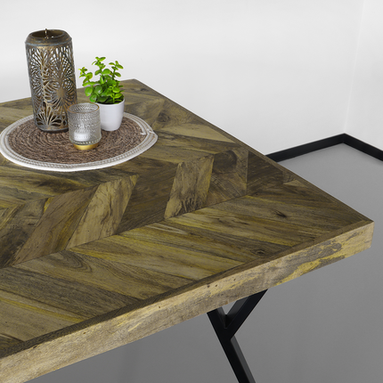 Eettafel Danae hongaarse punt 180cm bruin mangohout