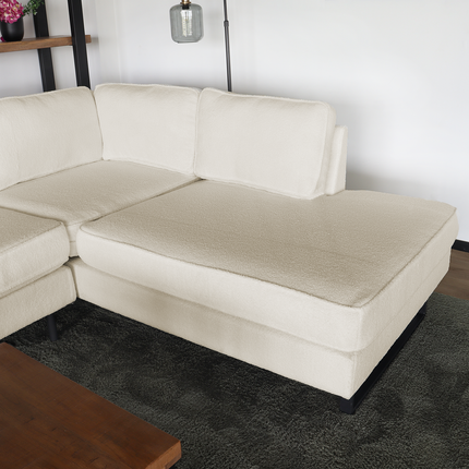 Hoekbank design Puckerto 290cm bank teddy beige hoek loungebank rechts bankstel