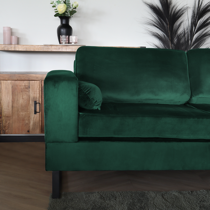 Hoekbank design Darsiono 280cm bank donkergroen velvet loungebank zowel links als rechts bankstel