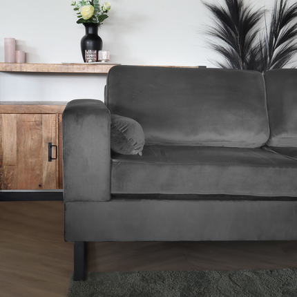 Hoekbank design Darsiono 280cm bank grijs velvet loungebank zowel links als rechts bankstel