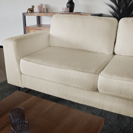 Hoekbank design Puckerto 290cm bank teddy beige hoek loungebank rechts bankstel