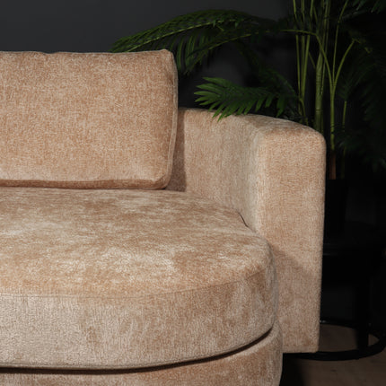 Hoekbank Nox rond taupe chenille 250cm rechts