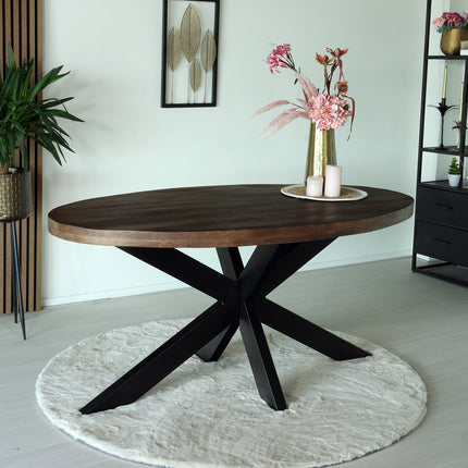 Eettafel James ovaal 160cm walnoot mangohout