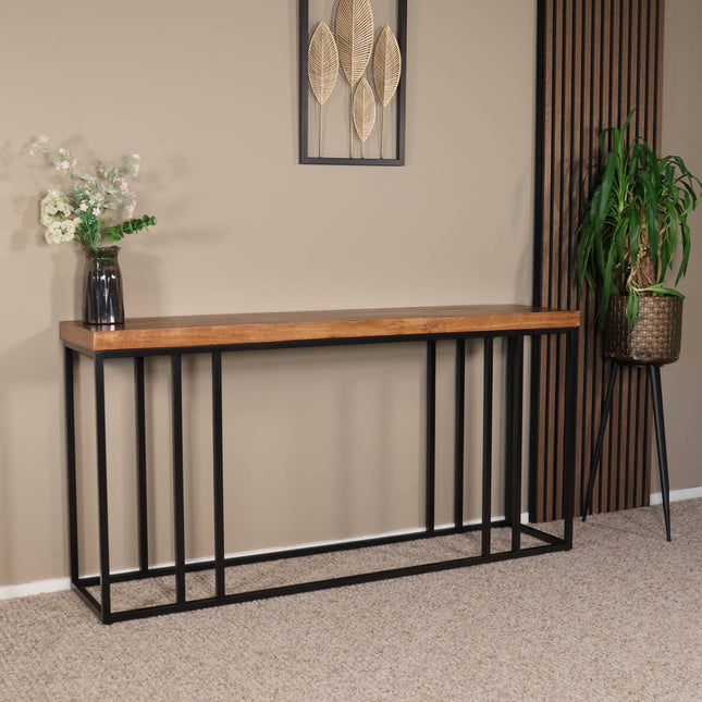 Bijzettafel 150cm mangohout Don lichtbruin