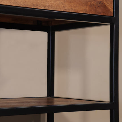 Bijzettafel visgraat 120cm mangohout bruin Livia