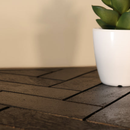 Bijzettafel visgraat 120cm mangohout zwart Livia