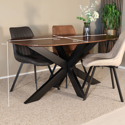 Eettafel Austin deens ovaal 160cm bruin mangohout