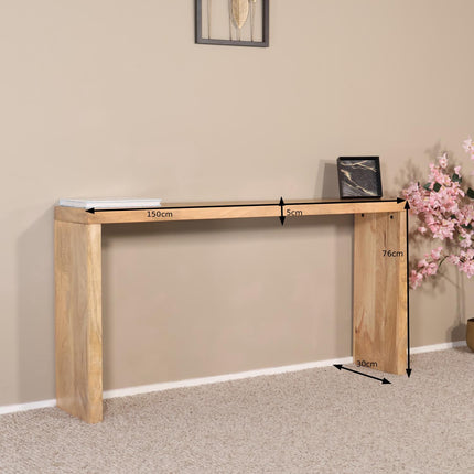 Bijzettafel 150cm mangohout Randy lichtbruin