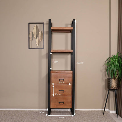 Boekenkast Blizy 200cm bruin mangohout