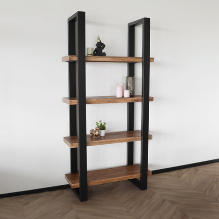 Boekenkast mangohout Zazo 200x100cm kast industrieel massief hout mango boekenrek